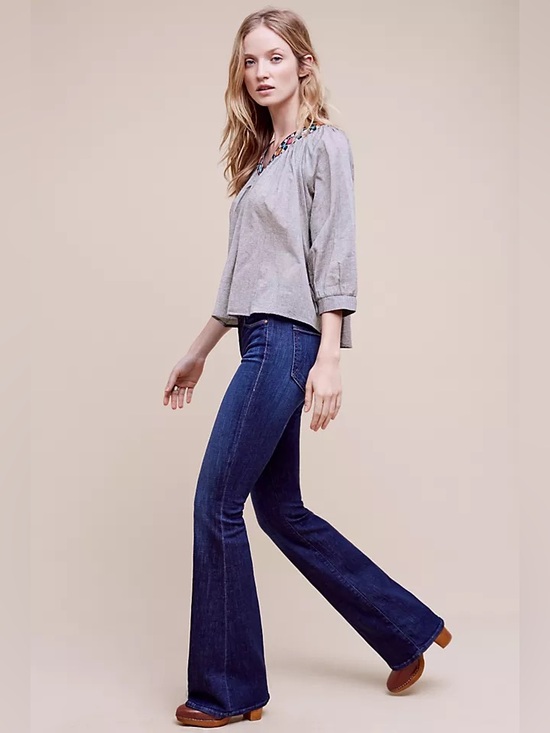 MOTHER Denim - Mother The Cruiser Flare Jeans 30 Ink Paper Dark Blue Denim Mid Rise Minimalist